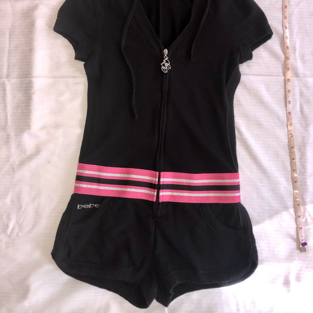 Bebe Sport Black Stretchy Romper - Size Small
